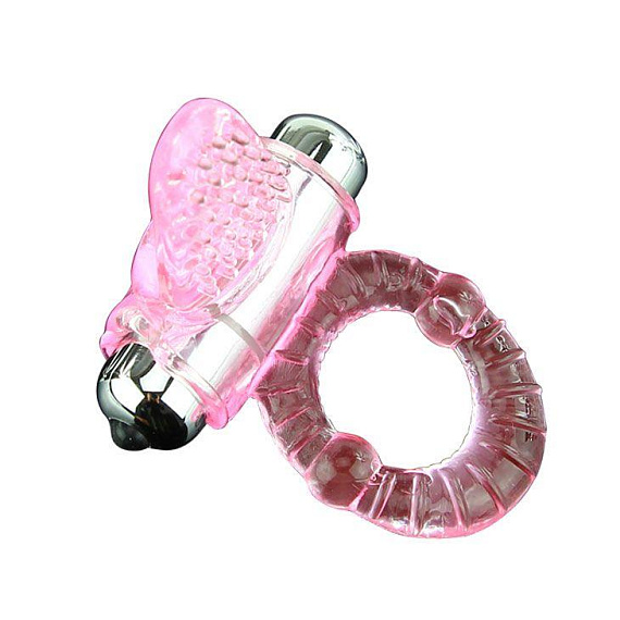 Эрекционное кольцо с вибростимулятором клитора в форме язычка от Intimcat