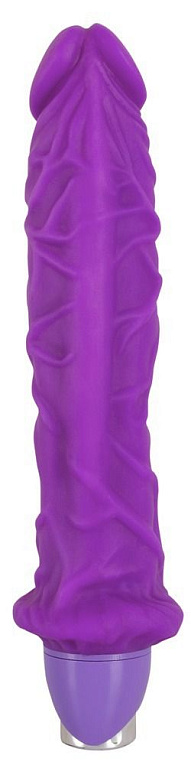 Фиолетовый большой вибратор с рельефом Joy - 25,5 см. от Intimcat