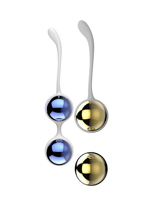Синие и золотистые вагинальные шарики Nalone Yany - металл