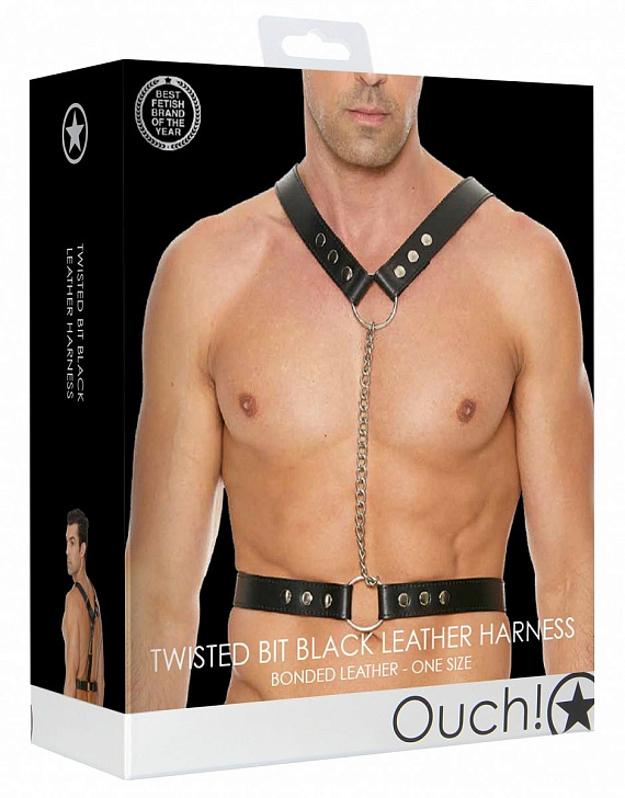 Черная мужская портупея Twisted Bit Black Leather Harness - фото 5