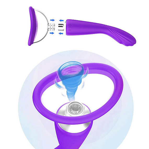 Фиолетовый вибратор с вакуумной чашей Alon - 22 см. от Intimcat