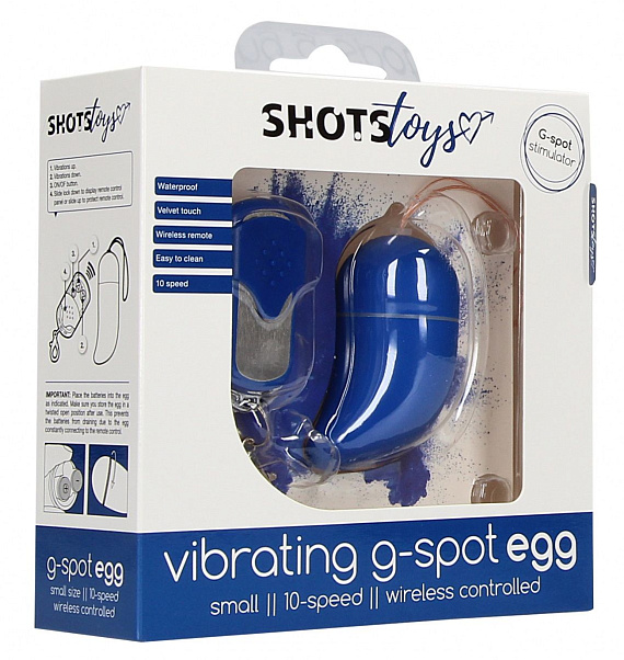 Синее виброяйцо Small Wireless Vibrating G-Spot Egg - анодированный пластик (ABS)
