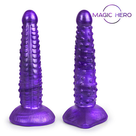 Фиолетовый фантазийный фаллоимитатор с пупырышками - 25 см. - силикон