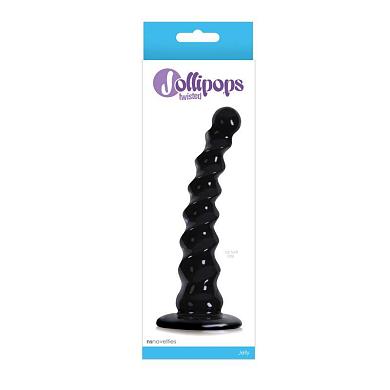 Рифленый черный анальный стимулятор Jollipops - 15,2 см.