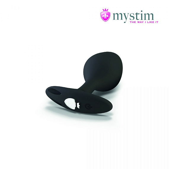 Черная пробка Mystim Rocking Vibe S с возможностью подключения к электростимулятору - 9,7 см. - силикон