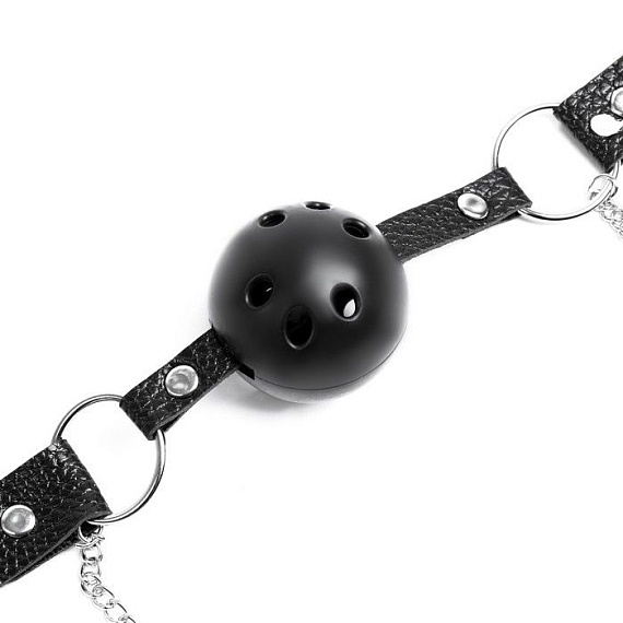 Черный кляп-шарик «Оки-Чпоки» с зажимами для сосков - фото 5