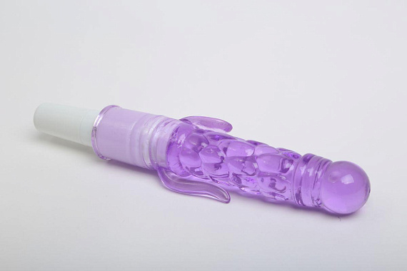 Фиолетовый вибратор с дополнительными отростками - 21 см. - Термопластичная резина (TPR)