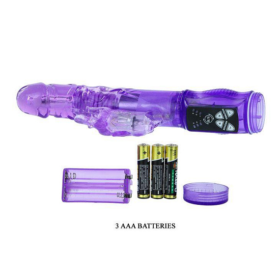 Фиолетовый вибратор-ротатор с клиторальным отростком - 21 см. - фото 7