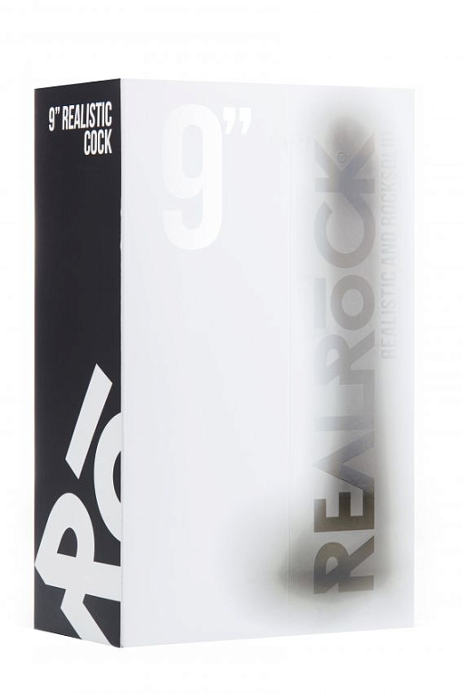 Чёрный фаллоимитатор Realistic Cock 9  With Scrotum - 23,5 см. - термопластичная резина (TPR)