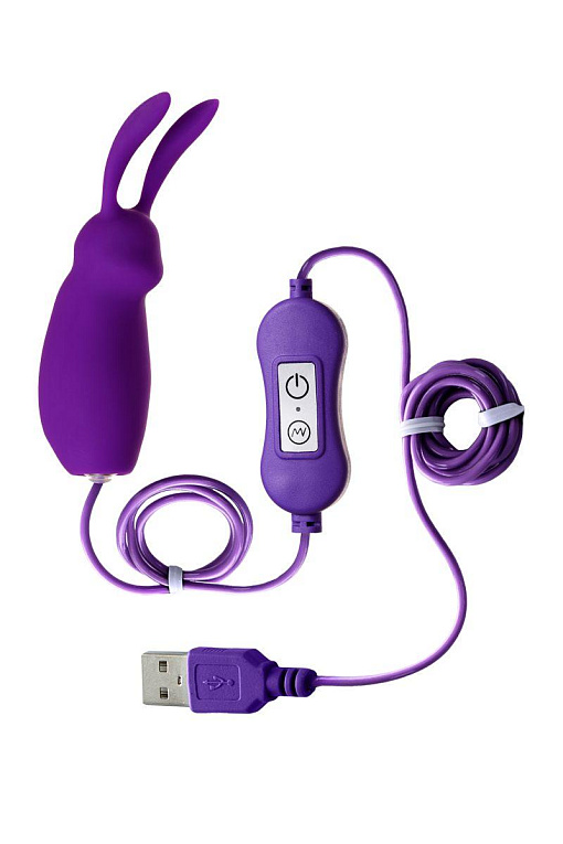 Фиолетовое виброяйцо с пультом управления A-Toys Bunny, работающее от USB - анодированный пластик, силикон