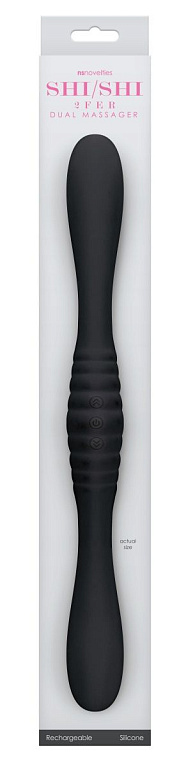 Черный двойной вибромассажер 2FER Dual Massager - 36 см. - силикон