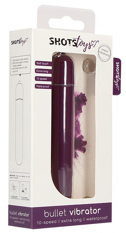 Фиолетовая вибропуля Bullet Vibrator Extra Long - 10,5 см. - анодированный пластик (ABS)