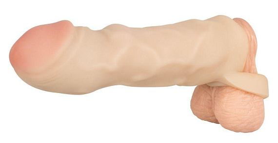 Закрытая удлиняющая насадка на пенис с подхватом мошонки Thicker   Bigger Extension - 17 см. Orion