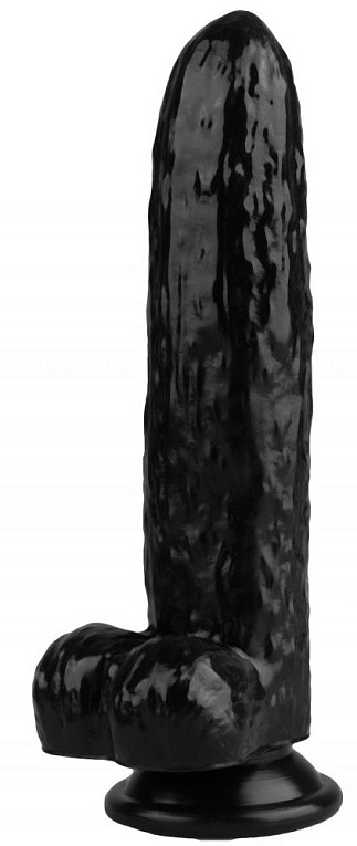 Черный фаллоимитатор-огурец на присоске - 25 см. от Intimcat
