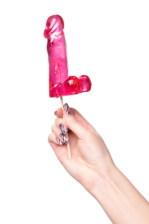 Розовый леденец в форме пениса со вкусом бабл-гам - фото 5