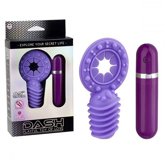 Фиолетовое эрекционное виброкольцо с 10 режимами вибрации Dash - анодированный пластик, силикон