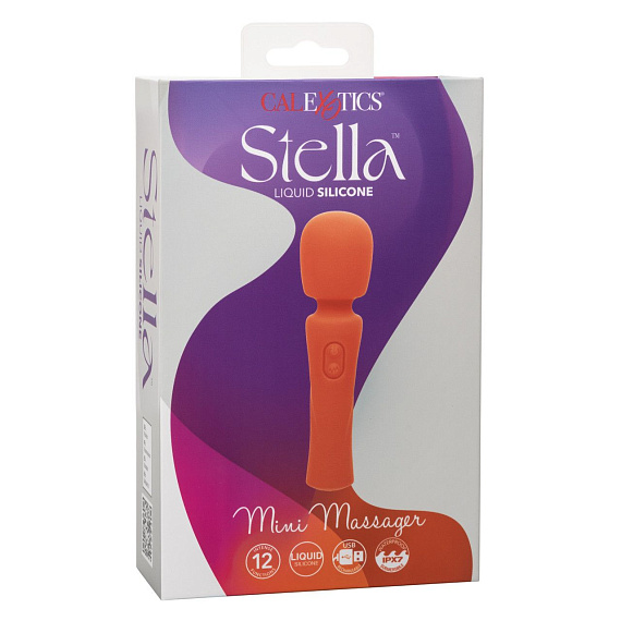 Оранжевый вибромассажер Stella Liquid Silicone Mini Massager - 14,5 см. от Intimcat