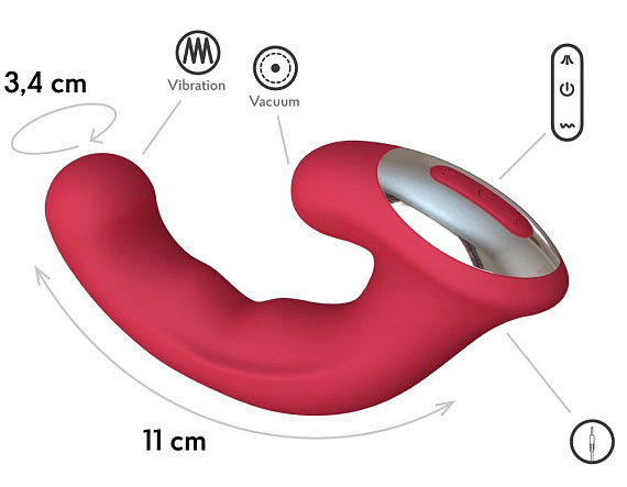 Бордовый вибратор Phoenix с вакуумной стимуляцией клитора - 18 см. - силикон