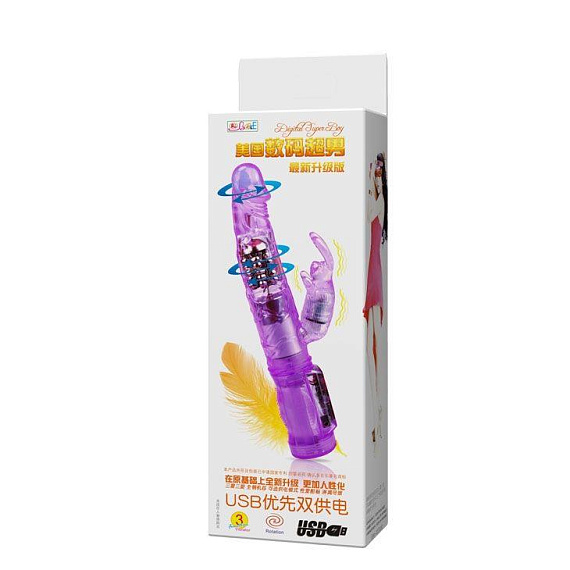 Фиолетовый вибратор-кролик с функцией ротации - 21,5 см. - фото 7