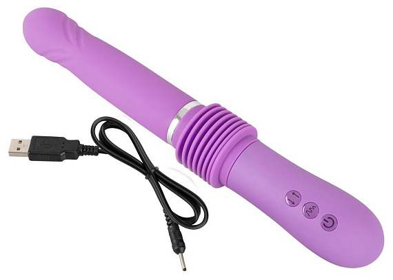 Фиолетовый вибратор Push it с возвратно-поступательными движениями от Intimcat