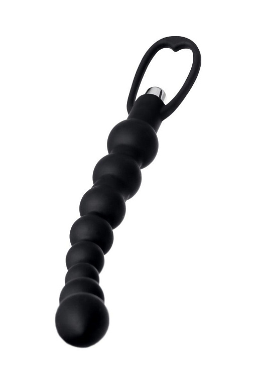 Черная анальная цепочка A-toys с вибрацией - 34 см. - силикон