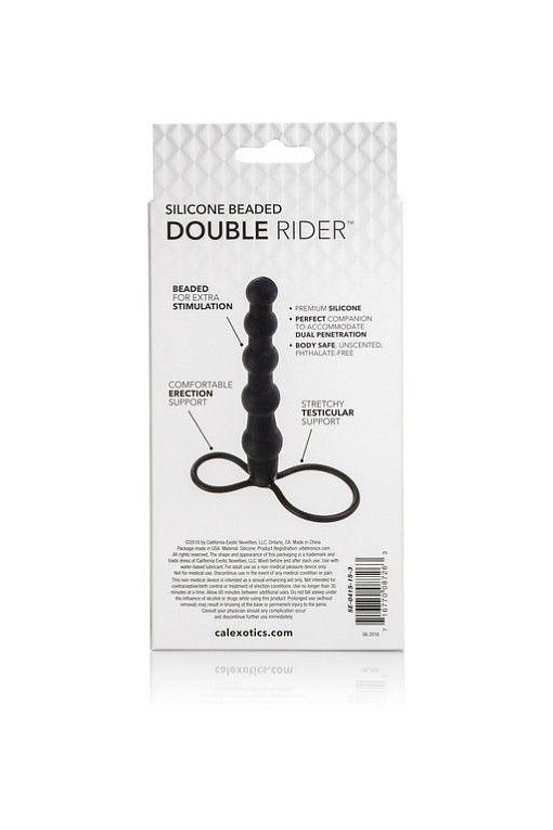 Насадка на пенис для двойного проникновения Silicone Beaded Double Rider - 14 см. California Exotic Novelties