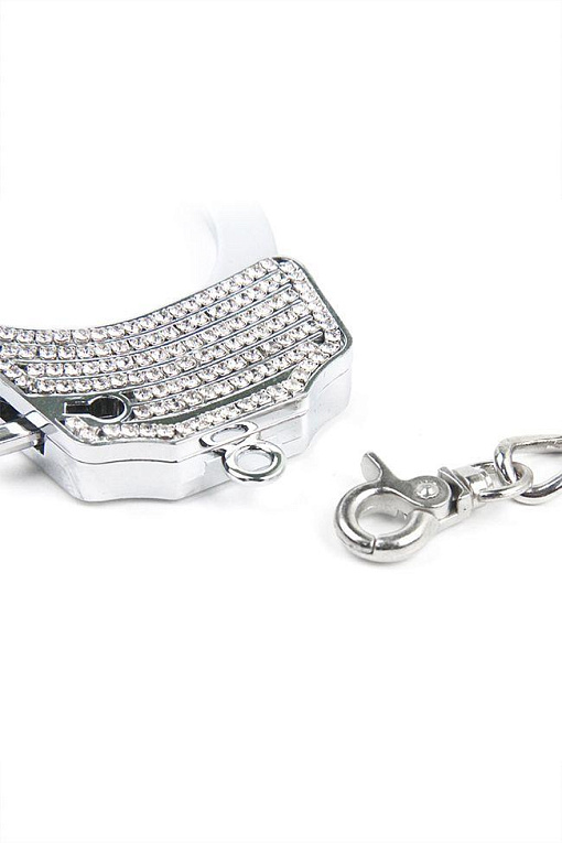 Серебристые наручники Romfun из металла со стразами - фото 5