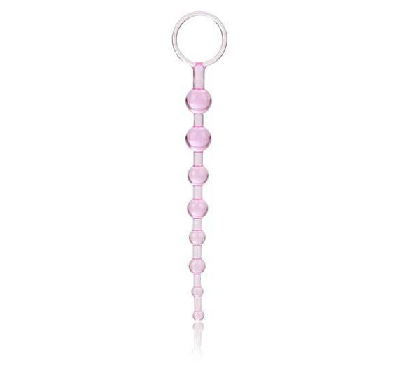 Розовая анальная цепочка First Time Love Beads - пластик