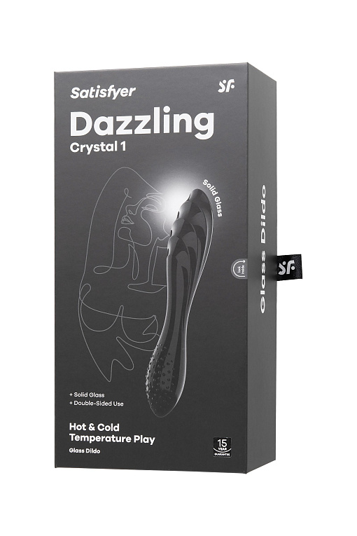 Черный двусторонний фаллоимитатор Dazzling Crystal 1 - 18,5 см. - фото 10