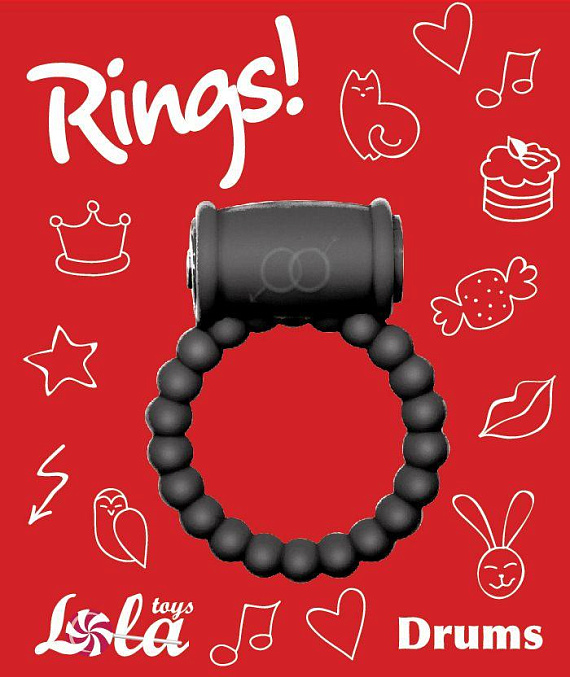 Чёрное эрекционное кольцо Rings Drums от Intimcat
