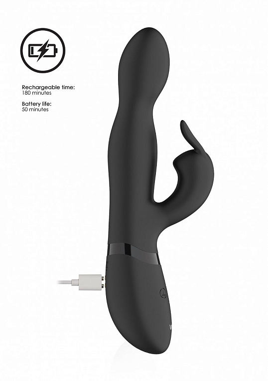 Черный вибромассажер-кролик Niva - 21,5 см. - силикон