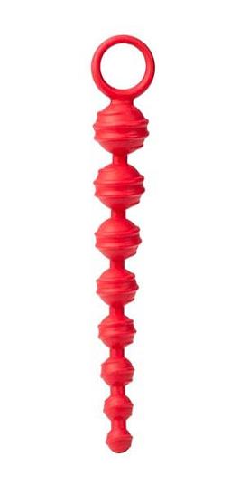 Красная анальная цепь из силикона