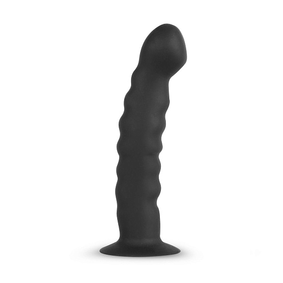 Черный страпон Silicone Bended Strap-on - 14,5 см. от Intimcat