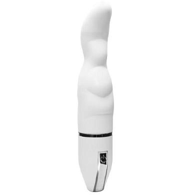 Белый фигурный вибратор PURRFECT SILICONE DELUXE VIBE - 15 см.