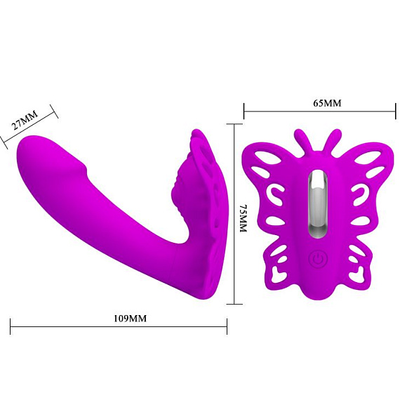 Лиловая клиторальная бабочка с вагинальным виброотростком Katherine Baile