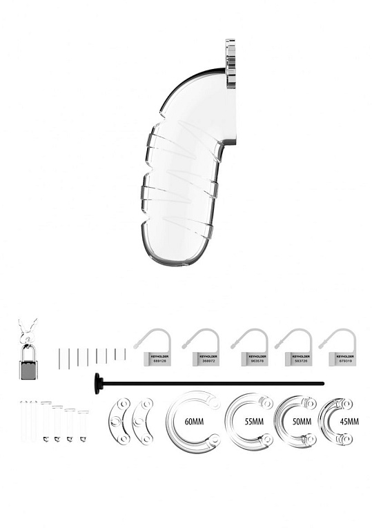 Прозрачный мужской пояс верности со стимулятором уретры Cock Cage Model 17 Chastity 5.5 - поликарбонат