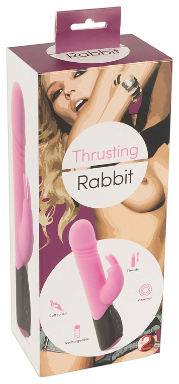 Розовый вибратор-кролик Thrusting Rabbit - 25 см. - фото 6