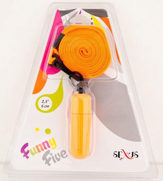 Оранжевая вибропулька с ремешком на шею - 6 см. - анодированный пластик (ABS)