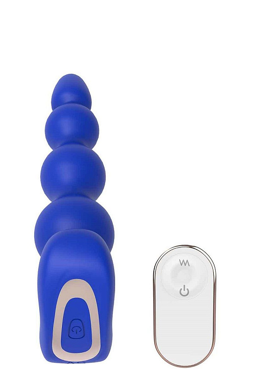 Синяя анальная виброелочка с пультом ДУ Remote Anal Bead - 18 см. Dream Toys