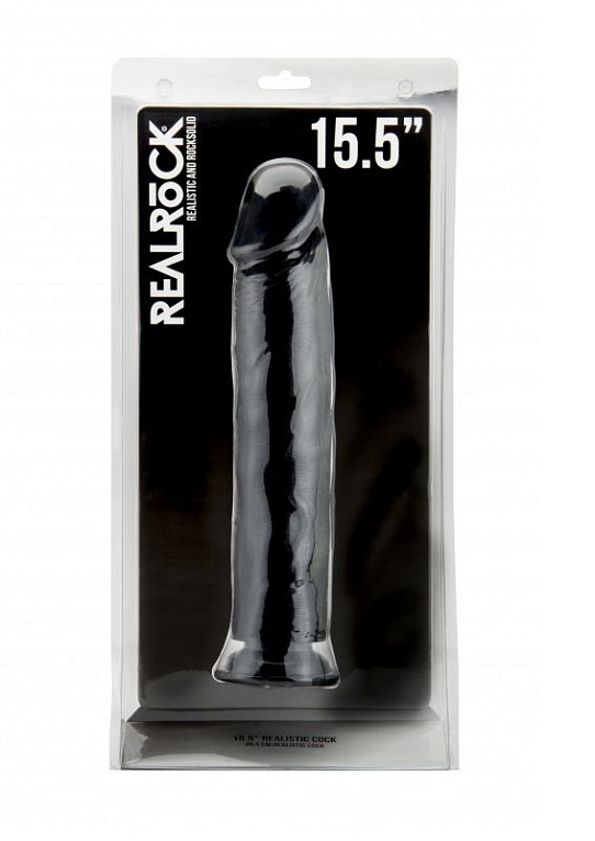 Чёрный фаллоимитатор-гигант Realistic Cock 15,5 Inch No Scrotum - 39,5 см. - термопластичная резина (TPR)