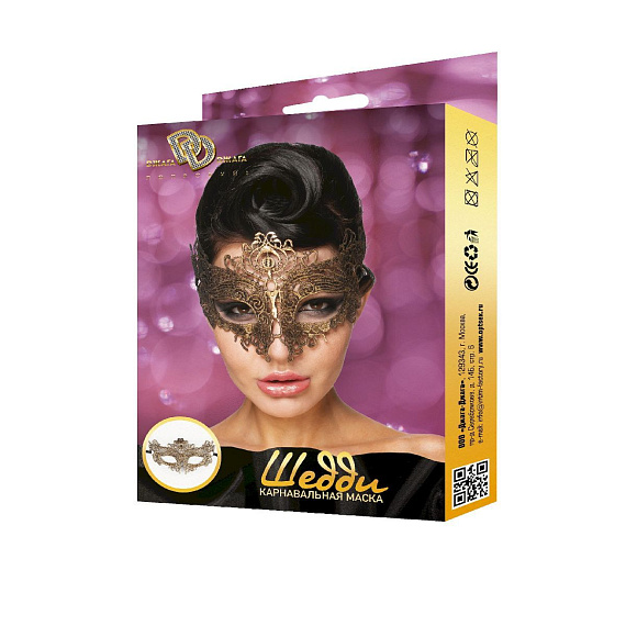 Золотистая карнавальная маска  Шедди - 100% полиэстер
