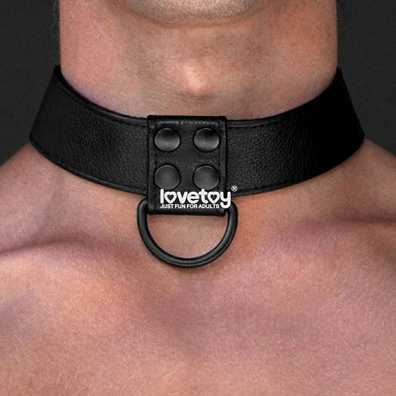 Черный ошейник Bondage Fetish Black Matt Collar With Leash с цепочкой-поводком - фото 5