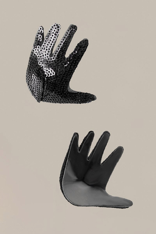 Чёрные пэстисы Hands в форме ладошек с пайетками - полиуретан