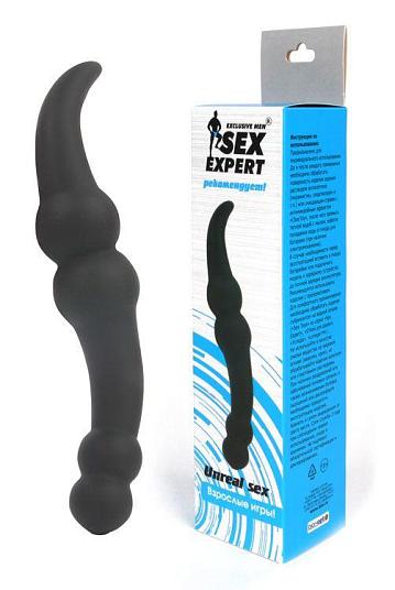 Чёрный стимулятор простаты Sex Expert - 20 см.