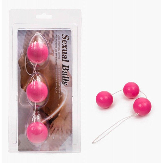 Розовые вагинальные шарики со смещенным центром тяжести на веревочке - анодированный пластик (ABS)