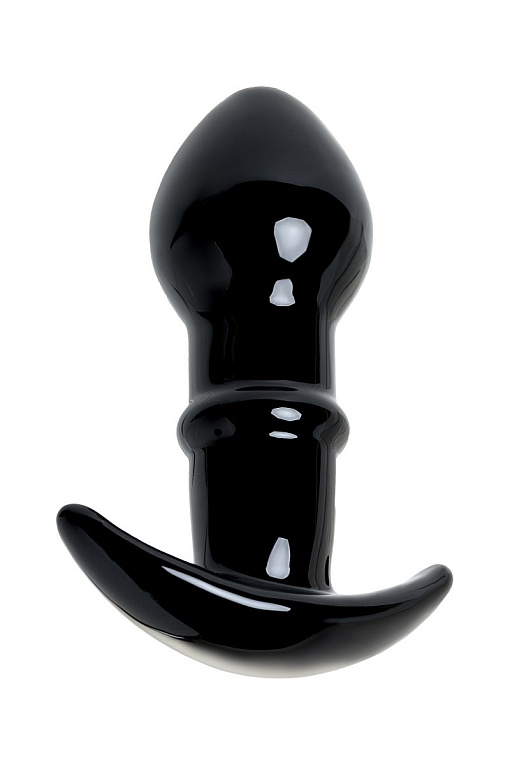 Черная стеклянная анальная втулка Sexus Glass с ограничителем - 11,5 см. Sexus Funny Five