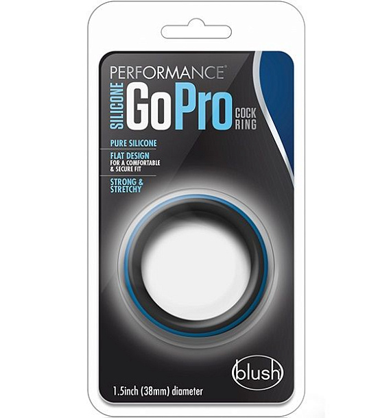 Черно-синее эрекционное кольцо Silicone Go Pro Cock Ring - силикон