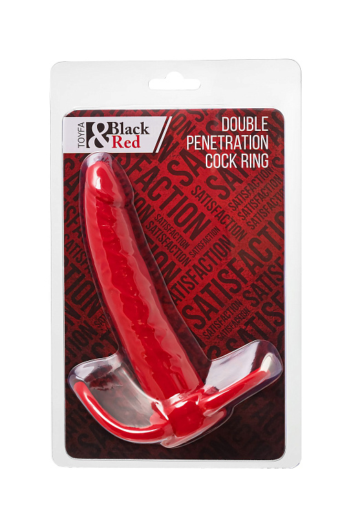 Красная насадка на пенис для двойного проникновения Black Red - 16,5 см. - фото 8
