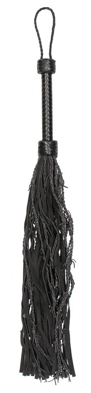 Черная многохвостая плетеная плеть Leather Suede Barbed Wired Flogger - 76 см. от Intimcat