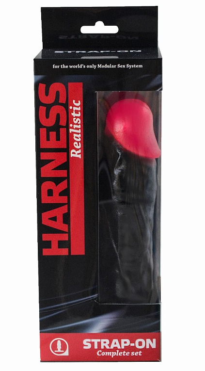 Страпон Harness Realistic с розовой головкой - 20,5 см. от Intimcat